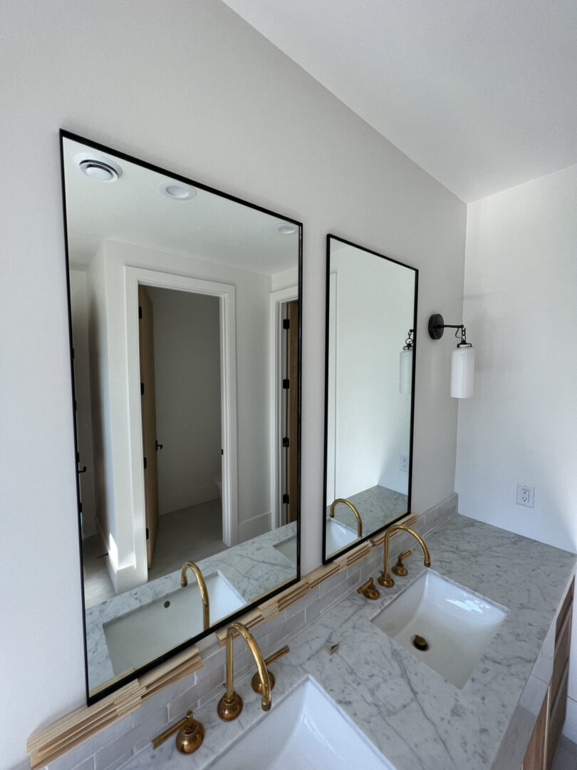 Double black framed mirror