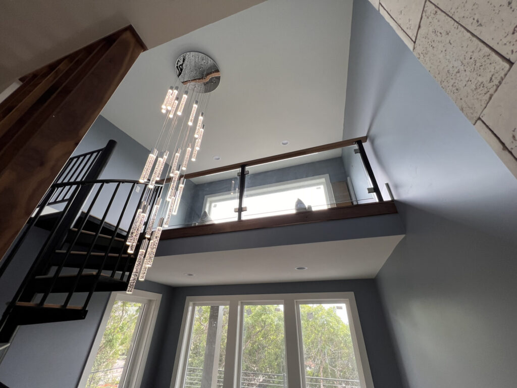 spiral stairs loft glass railing