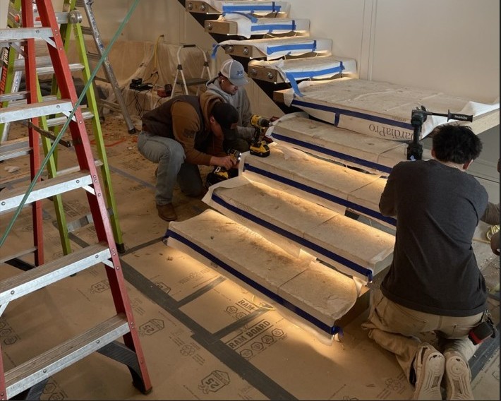 stair railing install - Jeske Glass stair railing install