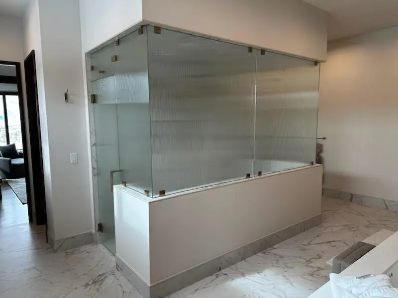reeded glass shower