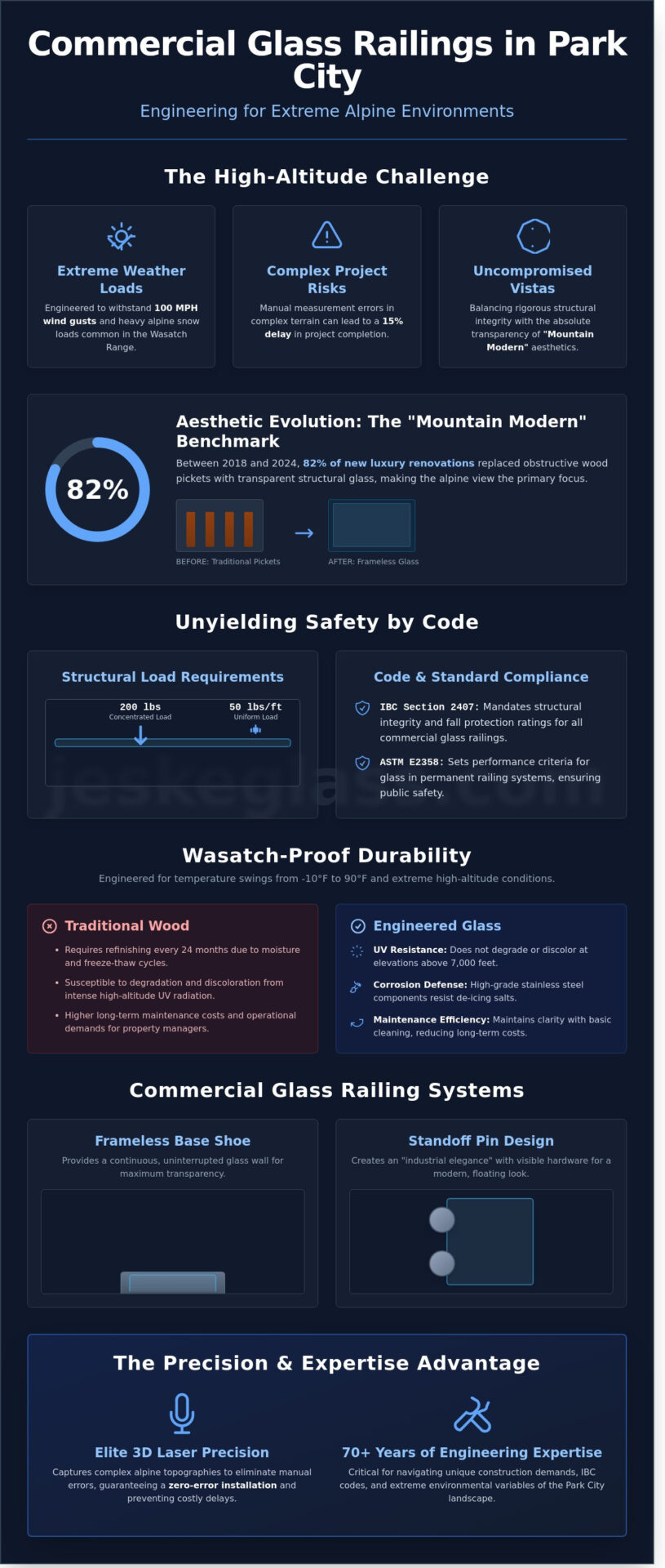 Commercial Glass Railing in Park City: Precision Engineering for Alpine Architecture