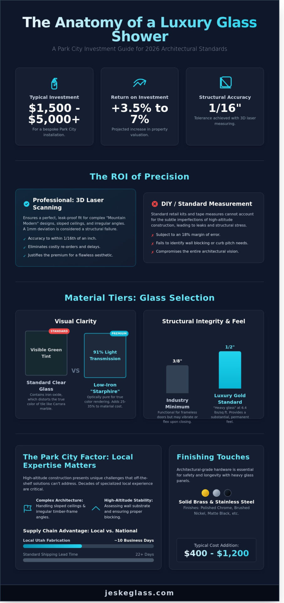 Cost of Custom Shower Glass in Park City: The 2026 Luxury Buying Guide