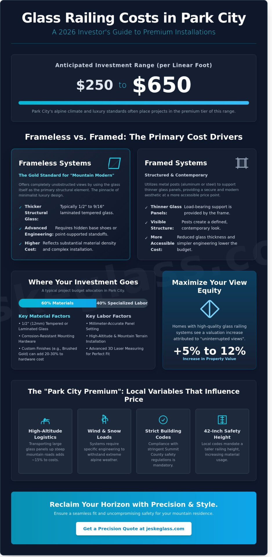 How Much Do Glass Railings Cost in Park City? 2026 Price & Design Guide