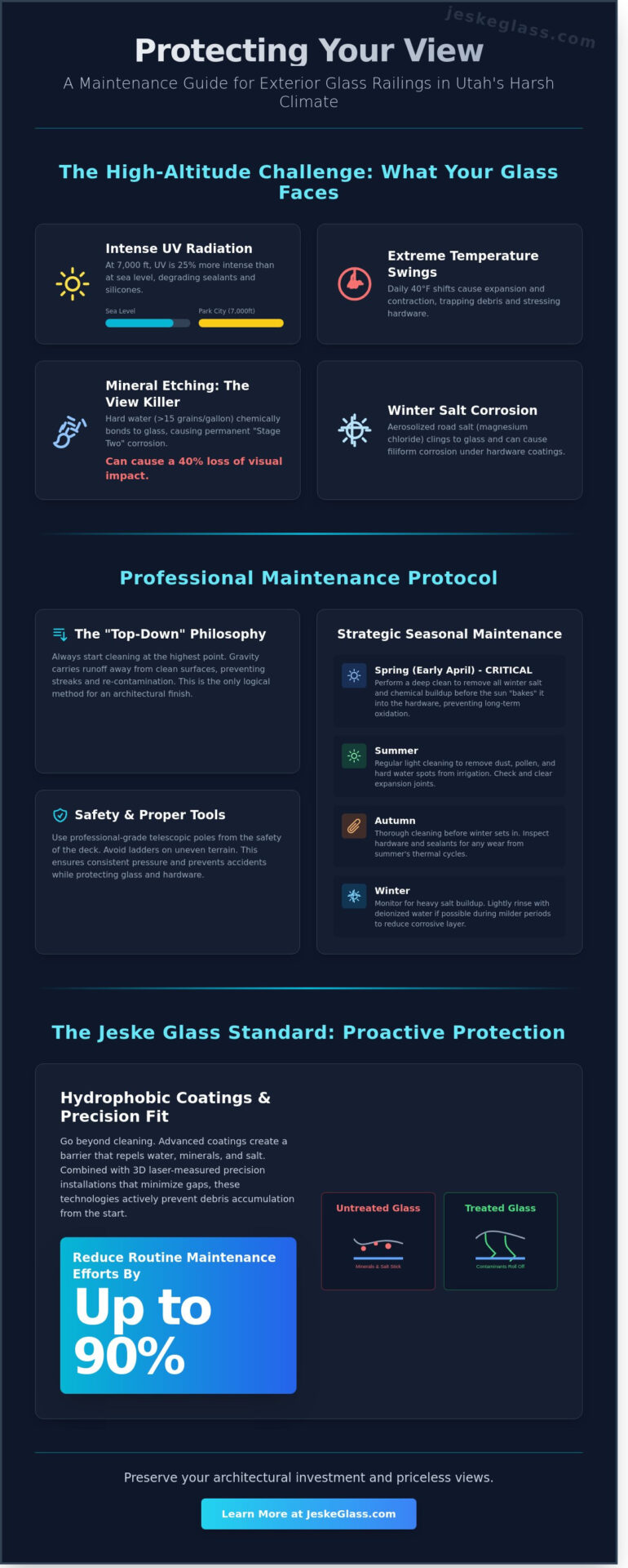 Maintaining the Clarity of Exterior Glass Railings in Park City’s 2026 Climate